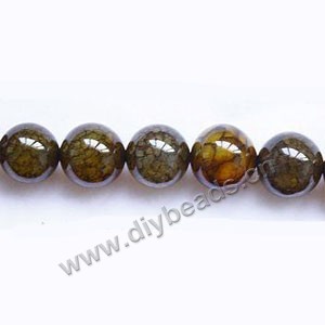 Bead, dragon veins agate (dyed / heated), 12mm round. Sold per 15-inch strand.