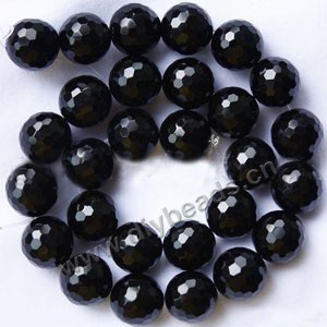 Bead, black agate (dyed),14mm 128-faceted round. Sold per 15-inch strand.
