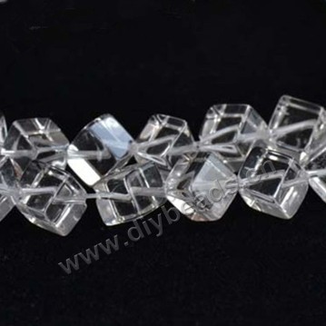 Bead,clear quartz crystal (natural), 12mm dice, A-grade, Mohs hardness 7. Sold per 16-inch strand