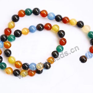 Bead, agate (H/D), multicolored , 8mm round. Sold per 15-inch stand.