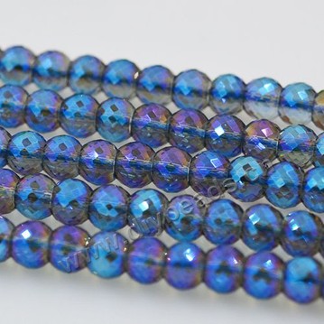 luxury bead,AB blue color,rondelle faced glass beads,6x8mm,per pkg of 10strands