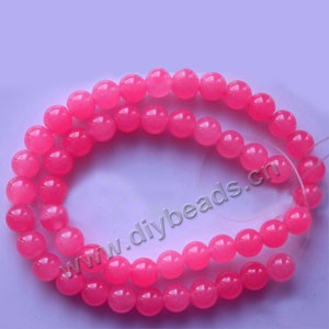 Bead, hot pink "jade" (dyed), 8mm round. Sold per 15-inch strand,approximately 50 beads .