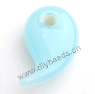 Bead,lampworked glass,blue yin-yang. 10*19mm. Sold per pkg of 5.