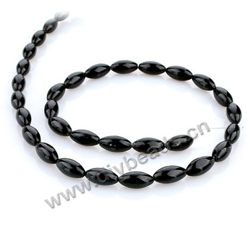 Bead,black obsidian(natural),5*12mm rice bead.Sold per pkg of 5 strands