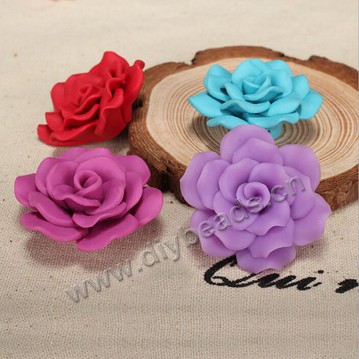Bead, polymer clay,mixed color,40x20mm flower. Sold per pkg of 5.