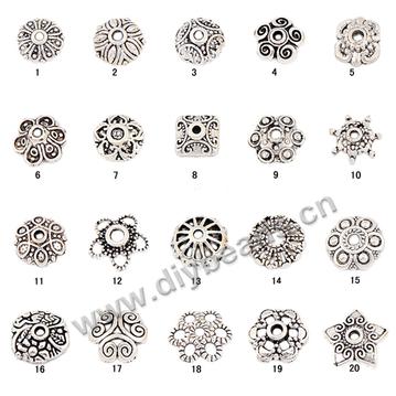 Hot sale tibetan silver alloy DIY flower bead caps， sold per pkg of 500pcs