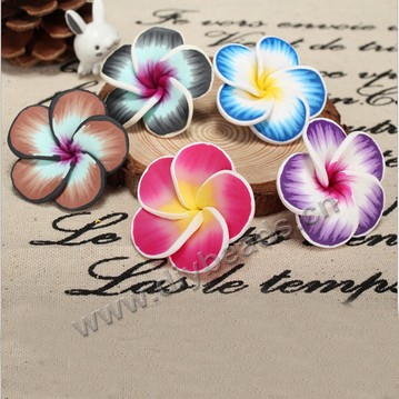 Bead, polymer clay,mixed color,40x16mm flower. Sold per pkg of 50.