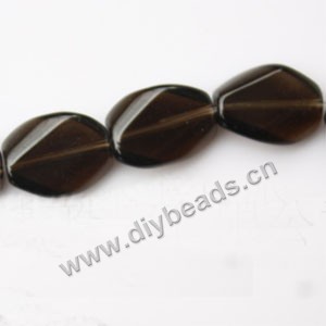 Bead, smoky quartz (heated/irradiated), 11x15mm twisted flat oval. Sold per 13.7-inch strand