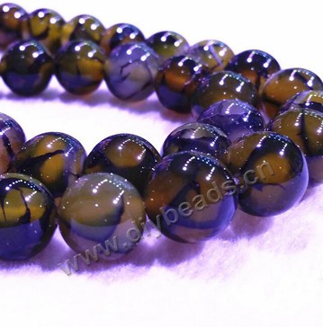 Bead, dark brown agate, 8mm ,round ,Sold per pkg of one strands