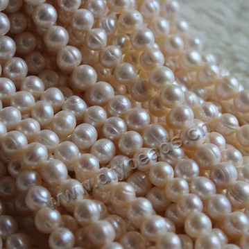 Pearl, cultured freshwater,white,7-8mm potato, AA grade. Sold per bag of one strand
