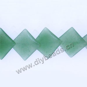 Bead,  green aventurine (natural), 16mm flat diamond. Sold per 16-inch strand.