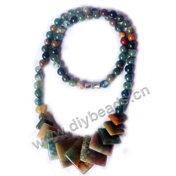 Bead, gemstone ,indian agate beads, 45.7cm druzy stone pendant necklace ,sold per pkg of 1.