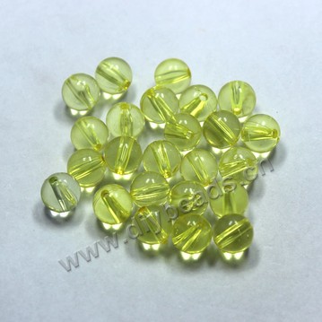 Bead, acrylic, lucid yellow, 10mm round. Sold per pkg of 100ps