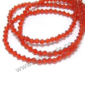 bead,glass,red,4mm hand-faceted bicone,approximately 80ps/strand.