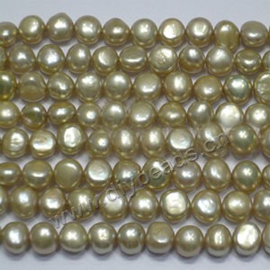 Pearl, cultured freshwater (dyed),grey, 8-9mm flat-sided potato. Sold per 14.8-inch(37cm) strand