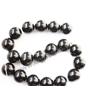 Bead, black agate (dyed),14mm round. Sold per 15-inch strand.