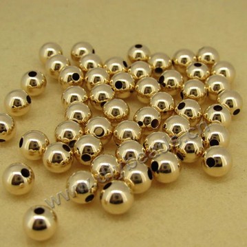 Bead,14k gold filled alloy, round,3mm with 1mm hole,Sold per pkg of 1000 pieces.