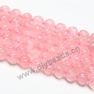 Bead, rose quartz (natural), 10mm carved round. Sold per 15-inch strand