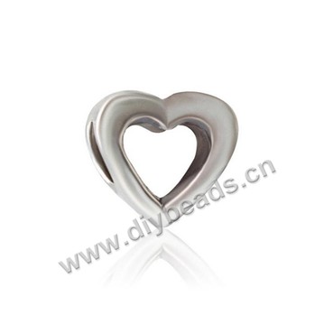 Bead,big-hole beads,zinc alloy,hallow heart shape,9*10mm,Sold per pkg of 100pcs