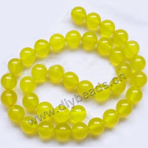 Bead, yellow agate (dyed), 10mm.round.Sold per 15-inch strand