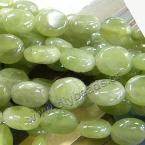 Bead, olive new "jade" (natural), 20x25mm flat oval. Sold per 16-inch strand