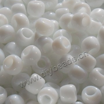 seed bead,glass,opaque white,#6 round,sold per pkg of 50g,  approximately 700ps.