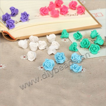 Bead, polymer clay,mixed color,15x9mm flower. Sold per pkg of 5.
