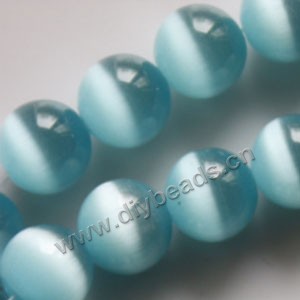 Bead, cat's eye glass,blue sky, 12mm round, quality grade. Sold per (5) 14.5-inch strands.