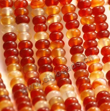 Bead,  red agate (heated), 8x6mm rondelle, Mohs hardness 6-1/2 to 7. Sold per 16-inch strand.
