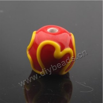 Bead,Japan lampworked glass,red with heart shape, 16x16mm round.mini order 100pc 