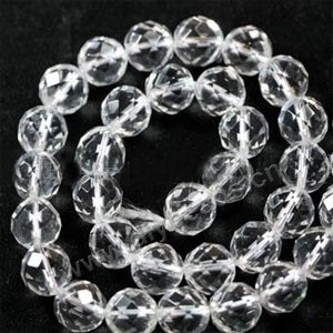 Bead,clear quartz crystal (natural), 8mm 64faceted round. Sold per 14-inch strand