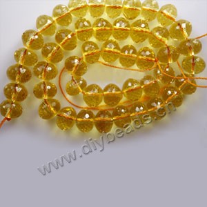 Bead, citrine (SYN),10x8mm  faceted rondelle. Sold per 14-inch strand,approximately  46 beads .