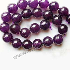 Bead, purple "jade" (dyed), 16mm round. Sold per 15-inch strand