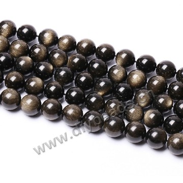 Bead, golden sheen obsidian (natural), 12mm round, A grades. Sold per 16-inch strand.