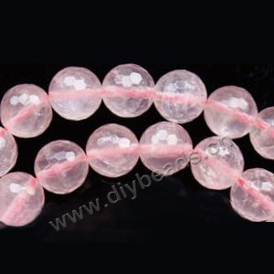 Bead, rose quartz (natural), 12mm 128faceted round, B grade, Mohs hardness 7. Sold per 15-inch strand