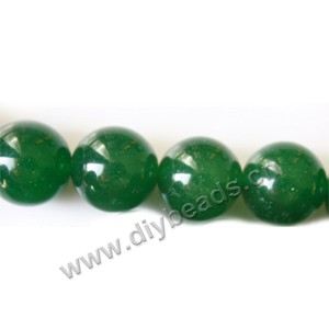 Bead, Malaysia "jade" (dyed), green, 18mm round, Mohs hardness 7. Sold per 15-inch strand