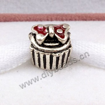 alloy Bead,silver plated,8.8x8.8mm,mini gift box,Sold per pkg of 50 pieces.