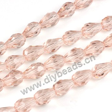 Bead, glass, water red, 8*12mm faceted teardrop, diy beads. Sold per pkg of 5 strands-(60pcs/strand).