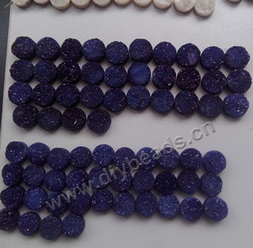 Bead,  druzy quartz stone beads,    14mm  round  dark blue color  Sold by pcs