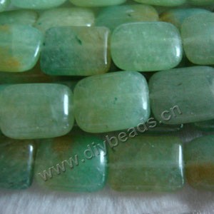 Bead, green aventurine (natural), 15x20mm puffed rectangle. Sold per 16-inch strand