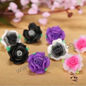 Bead, polymer clay,mixed color,15x10mm flower. Sold per pkg of 5.