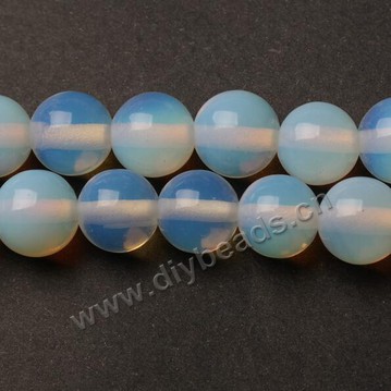 4mm round white synthetic opal beads. Sold per pkg of ten 16-inch strands.
