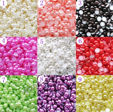 Imitation pearl, acrylic pearl, colorful, 7mm half round. Sold per pkg of 2 bags (2000pcs/bag).