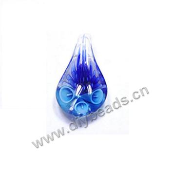 Lampworked glass beads, pendant, blue color, Sold per pkg of 50pcs,