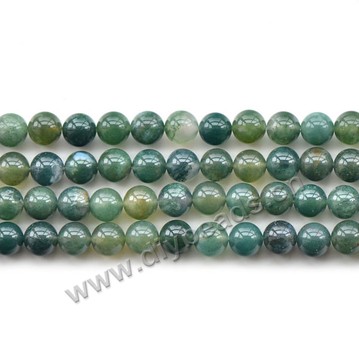 Bead,natural agate,green,smooth 6mm round, Sold per one strand.
