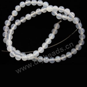 Bead, white agate (natural), 6mm round. Sold per 15-inch strand.