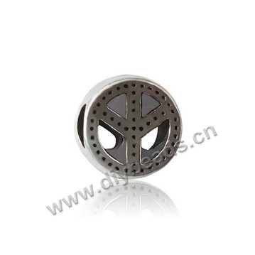 Bead,big-hole beads,zinc alloy,round shape,10*7mm,Sold per pkg of 100pcs