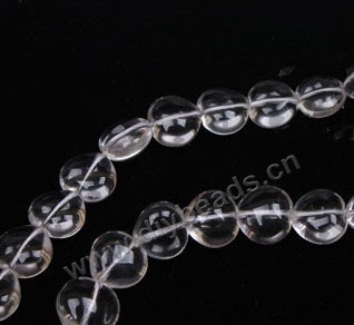 Bead,clear quartz crystal (natural), 10*10mm heart shape. Sold per 15-inch strand