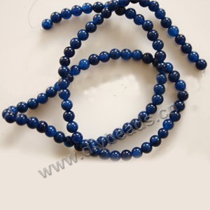Bead, blue agate (dyed), 4mm round. Sold per 15-inch strand.