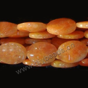 Bead, red calcite (natural), 20x25mm flat oval. Sold per 16-inch strand.